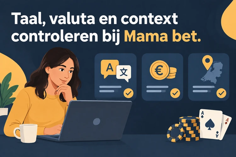 Taal, valuta en context controleren bij Mama bet